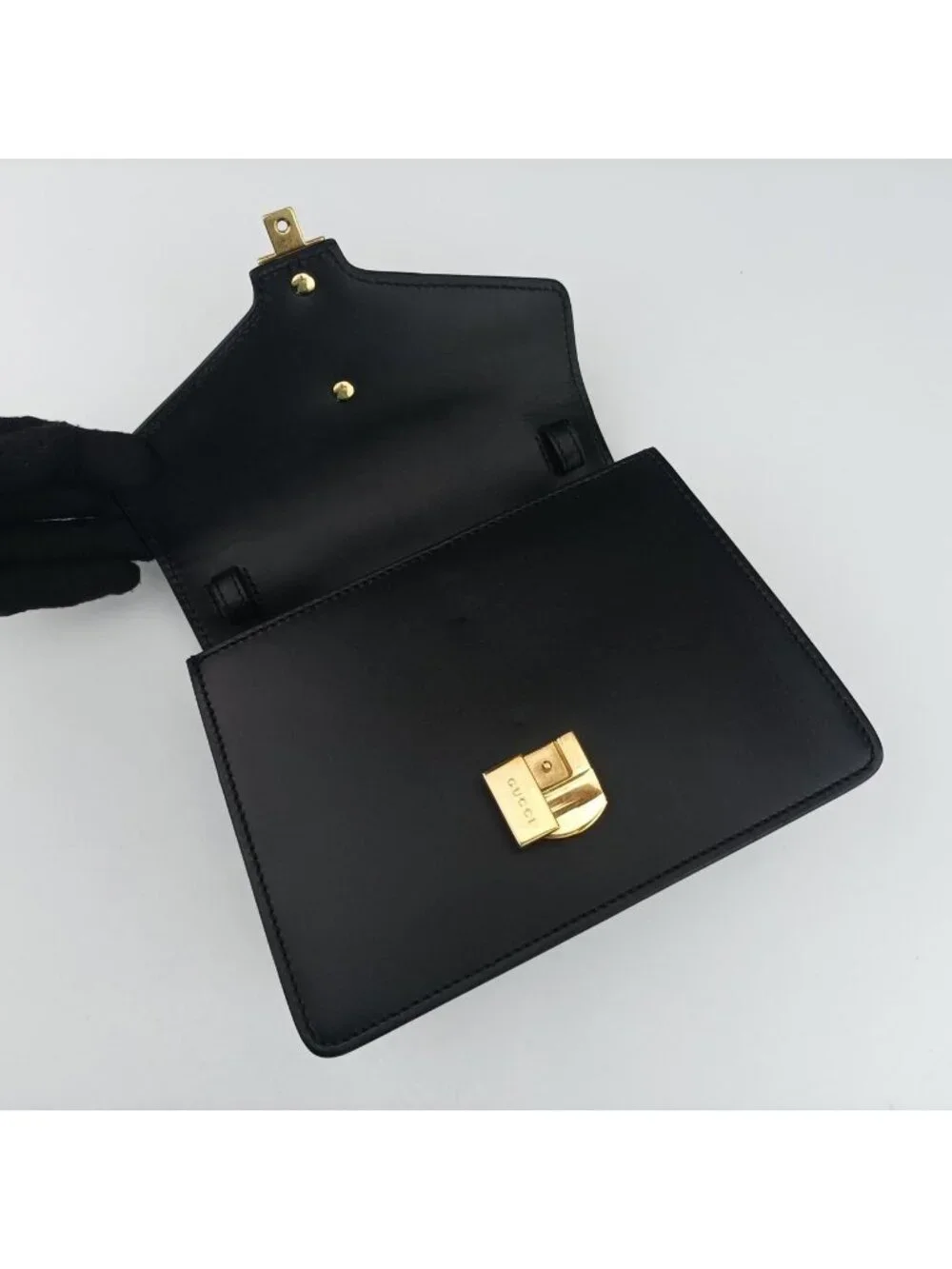 Gucci Sylvie Black Leather Shoulder Bag